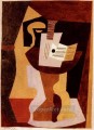 台座テーブル上のギターと楽譜 1920 年キュビズム パブロ・ピカソ